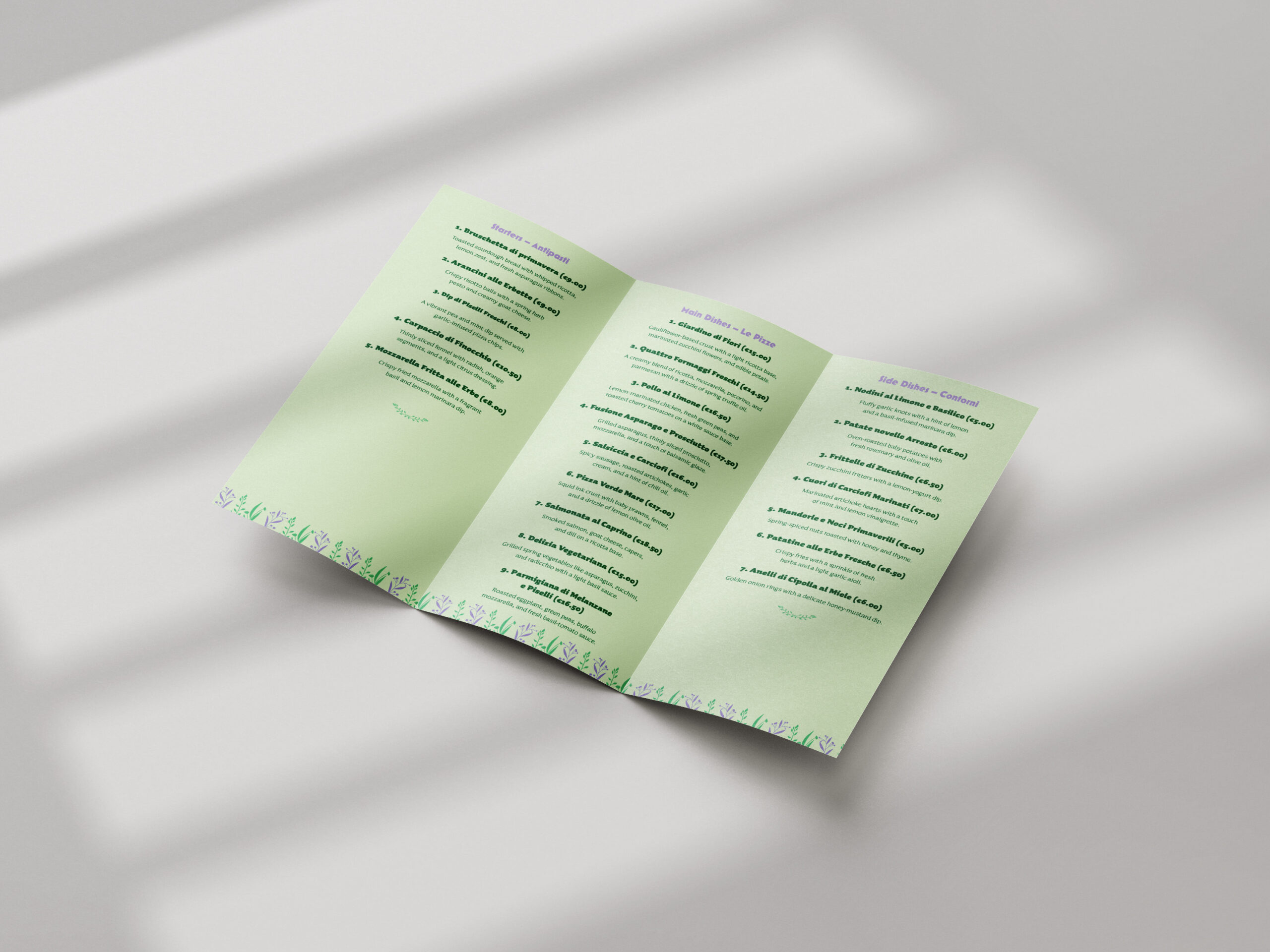 Menu card open made by Ines Beels