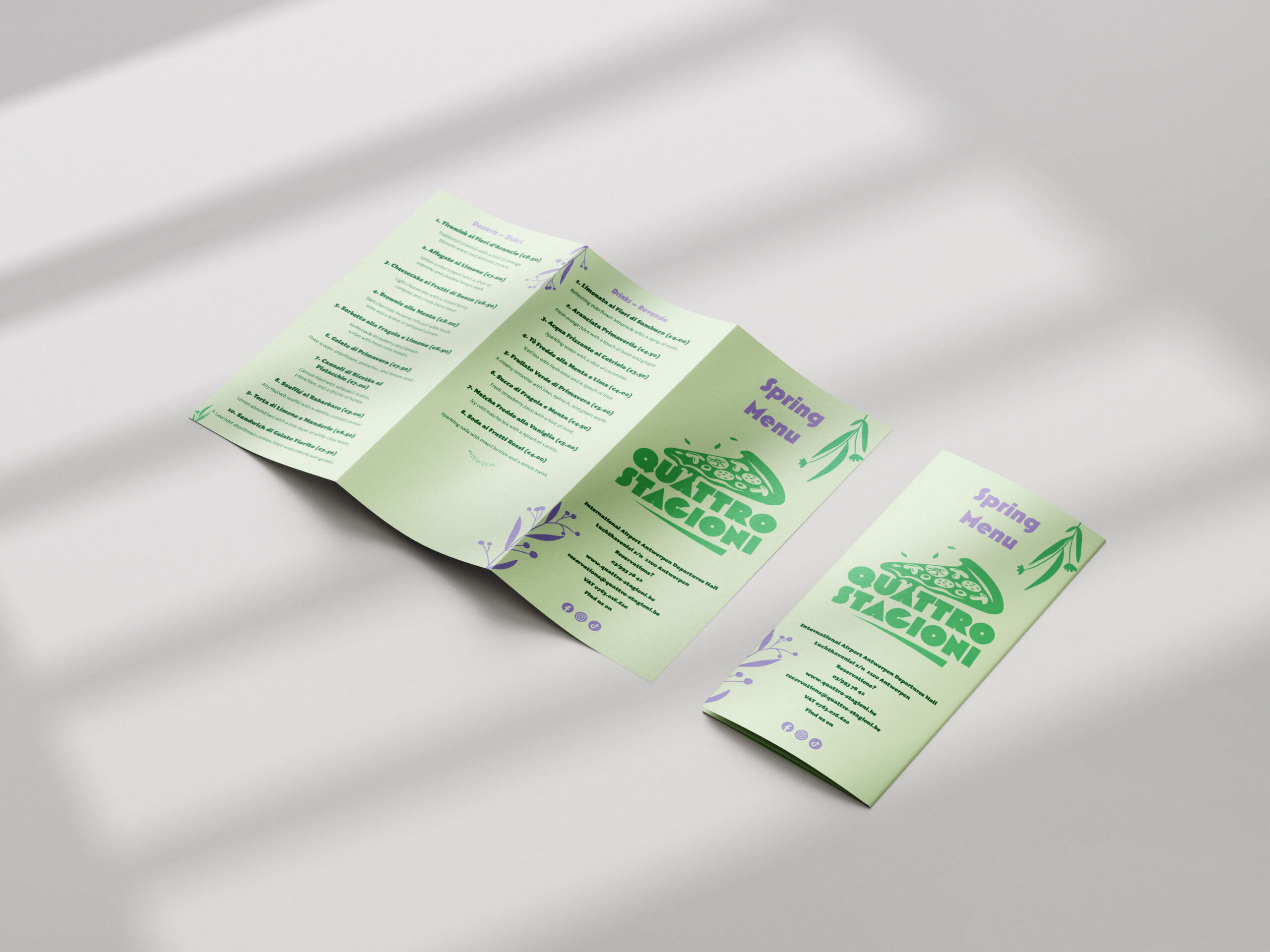 Menu card publication