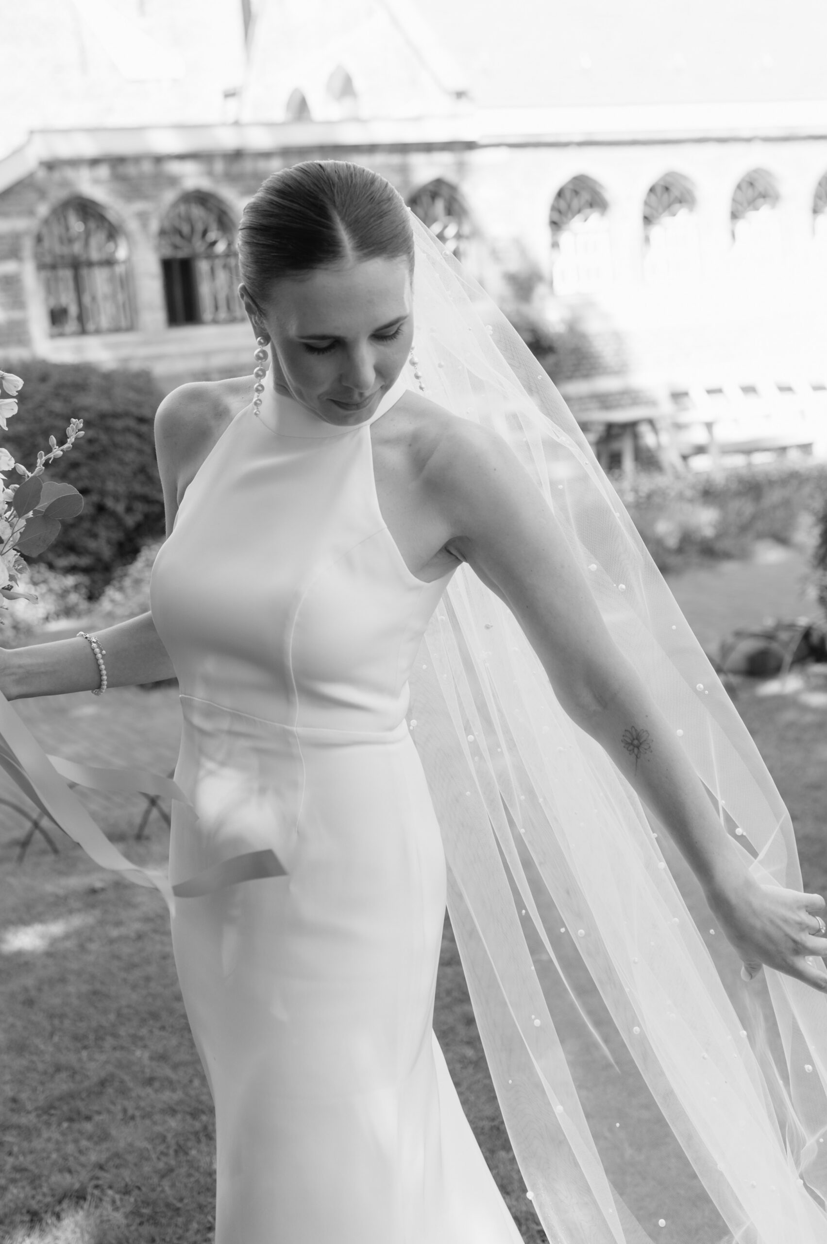 Custom made wedding dress by Ines Beels
