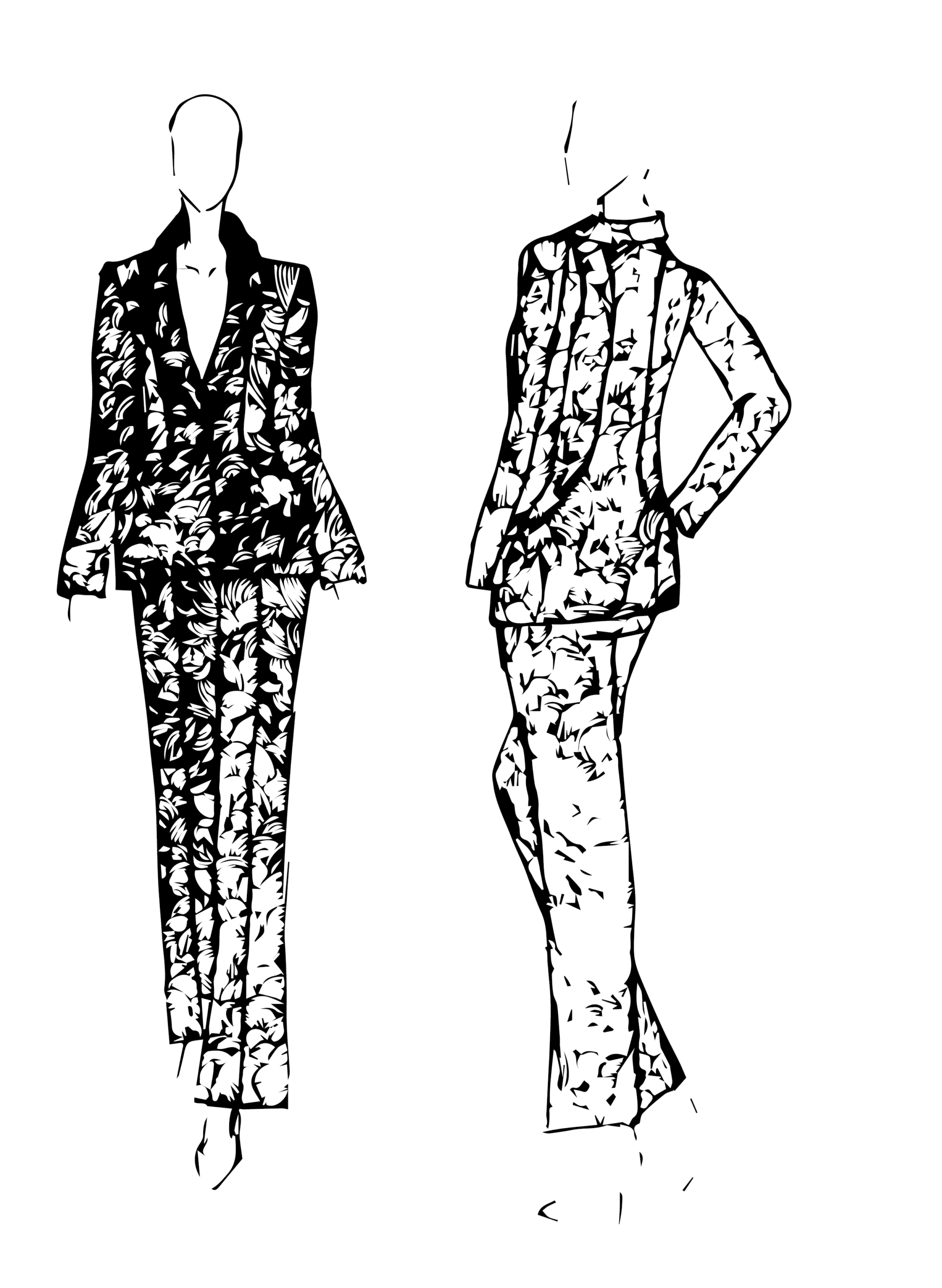 Blazer silhouet handgetekend grafische tekening op illustrator
